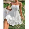 imageFloerns Womens Swiss Dots Sleeveless Ruched Bust Ruffle Hem Cami Short DressWhite