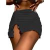 imageFloerns Womens Drawstring Front Split Hem Lettuce Trim Beach Cover Up SkirtBlack