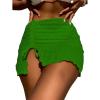 imageFloerns Womens Drawstring Front Split Hem Lettuce Trim Beach Cover Up SkirtGreen
