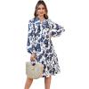 imageFloerns Womens Floral Print V Neck Ruffle Hem Lantern Long Sleeve Midi DressBlue Floral