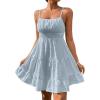 imageFloerns Womens Swiss Dots Sleeveless Ruched Bust Ruffle Hem Cami Short DressLight Blue