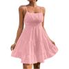 imageFloerns Womens Swiss Dots Sleeveless Ruched Bust Ruffle Hem Cami Short DressLight Pink