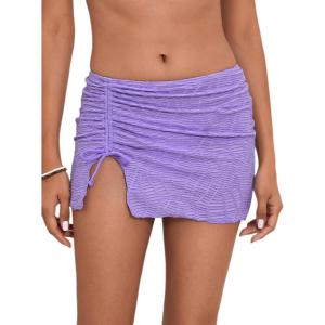 imageFloerns Womens Drawstring Front Split Hem Lettuce Trim Beach Cover Up SkirtLilac Purple