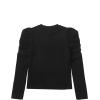 imageFloerns Girls Solid Puff Long Sleeve Round Neck Rib Knit Shirt Tee TopBlack