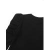 imageFloerns Girls Solid Puff Long Sleeve Round Neck Rib Knit Shirt Tee TopBlack