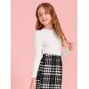 imageFloerns Girls Solid Puff Long Sleeve Round Neck Rib Knit Shirt Tee TopWhite