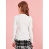 imageFloerns Girls Solid Puff Long Sleeve Round Neck Rib Knit Shirt Tee TopWhite