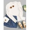 imageFloerns Girls Solid Puff Long Sleeve Round Neck Rib Knit Shirt Tee TopWhite