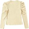 imageFloerns Girls Solid Puff Long Sleeve Round Neck Rib Knit Shirt Tee TopWhite Antique
