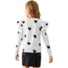 imageFloerns Girls Solid Puff Long Sleeve Round Neck Rib Knit Shirt Tee TopWhite Black