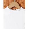 imageFloerns Girls Solid Puff Long Sleeve Round Neck Rib Knit Shirt Tee TopWhite Ivory