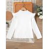 imageFloerns Girls Solid Puff Long Sleeve Round Neck Rib Knit Shirt Tee TopWhite Ivory