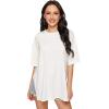 imageFloerns Womens Casual Basic Short Sleeve Loose TShirt Tee TopsA White