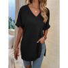 imageFloerns Womens Casual Basic Short Sleeve Loose TShirt Tee TopsBlack V