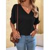 imageFloerns Womens Casual Basic Short Sleeve Loose TShirt Tee TopsBlack V