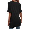 imageFloerns Womens Casual Basic Short Sleeve Loose TShirt Tee TopsBlack V