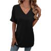 imageFloerns Womens Casual Basic Short Sleeve Loose TShirt Tee TopsBlack V