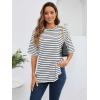 imageFloerns Womens Casual Basic Short Sleeve Loose TShirt Tee TopsBlack and White