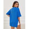 imageFloerns Womens Casual Basic Short Sleeve Loose TShirt Tee TopsBlue Solid