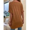 imageFloerns Womens Casual Basic Short Sleeve Loose TShirt Tee TopsBrown Solid