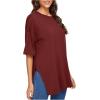 imageFloerns Womens Casual Basic Short Sleeve Loose TShirt Tee TopsBurgundy