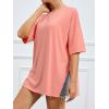 imageFloerns Womens Casual Basic Short Sleeve Loose TShirt Tee TopsCoral Pink