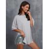imageFloerns Womens Casual Basic Short Sleeve Loose TShirt Tee TopsLight Grey