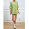 imageFloerns Womens Casual Basic Short Sleeve Loose TShirt Tee TopsMatcha Green
