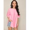 imageFloerns Womens Casual Basic Short Sleeve Loose TShirt Tee TopsPastel Pink