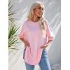 imageFloerns Womens Casual Basic Short Sleeve Loose TShirt Tee TopsPink Solid