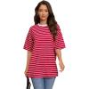 imageFloerns Womens Casual Basic Short Sleeve Loose TShirt Tee TopsRed and White