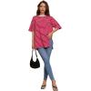 imageFloerns Womens Casual Basic Short Sleeve Loose TShirt Tee TopsRed and White