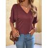 imageFloerns Womens Casual Basic Short Sleeve Loose TShirt Tee TopsV Burgundy
