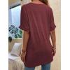 imageFloerns Womens Casual Basic Short Sleeve Loose TShirt Tee TopsV Burgundy