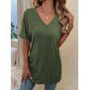 imageFloerns Womens Casual Basic Short Sleeve Loose TShirt Tee TopsV Green