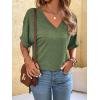 imageFloerns Womens Casual Basic Short Sleeve Loose TShirt Tee TopsV Green