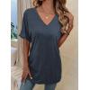 imageFloerns Womens Casual Basic Short Sleeve Loose TShirt Tee TopsV Navy Blue