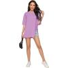 imageFloerns Womens Casual Basic Short Sleeve Loose TShirt Tee TopsViolet Purple