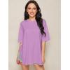 imageFloerns Womens Casual Basic Short Sleeve Loose TShirt Tee TopsViolet Purple