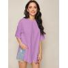 imageFloerns Womens Casual Basic Short Sleeve Loose TShirt Tee TopsViolet Purple