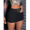 imageFloerns Womens Casual Buckled Belt Drop Waist Straight Denim Mini SkirtBlack