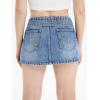 imageFloerns Womens Casual Buckled Belt Drop Waist Straight Denim Mini SkirtBlue
