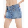 imageFloerns Womens Casual Buckled Belt Drop Waist Straight Denim Mini SkirtBlue
