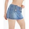 imageFloerns Womens Casual Buckled Belt Drop Waist Straight Denim Mini SkirtBlue