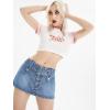 imageFloerns Womens Casual Buckled Belt Drop Waist Straight Denim Mini SkirtBlue