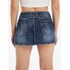 imageFloerns Womens Casual Buckled Belt Drop Waist Straight Denim Mini SkirtDark Blue
