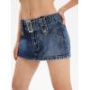 imageFloerns Womens Casual Buckled Belt Drop Waist Straight Denim Mini SkirtDark Blue