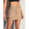 imageFloerns Womens Casual Buckled Belt Drop Waist Straight Denim Mini SkirtKhaki Solid
