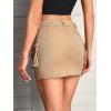 imageFloerns Womens Casual Buckled Belt Drop Waist Straight Denim Mini SkirtKhaki Solid