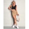 imageFloerns Womens Casual Buckled Belt Drop Waist Straight Denim Mini SkirtKhaki Solid
